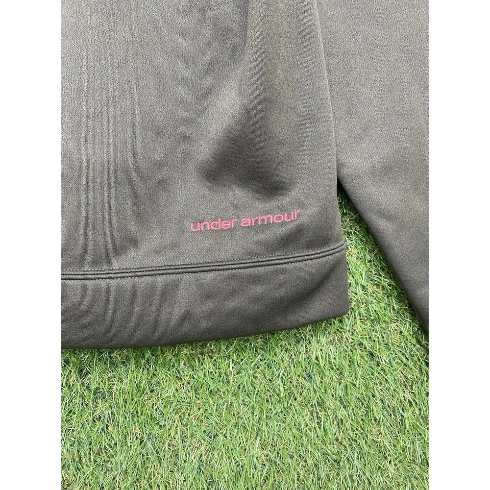 UNDER ARMOUR Storm Hoodie Womens Large Fleece Lined Camo Logo Pink Pullover Y2K